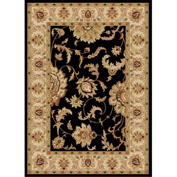 Radici 1621-1712-BLACK Como Rectangular Black Transitional Italy Area Rug- 7 ft. 9 in. W x 11 ft. H 1621/1712/BLACK